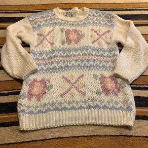 Vintage Knit Sweater 90s Granny Pullover Erika Medium Cottagecore Coquette Femme